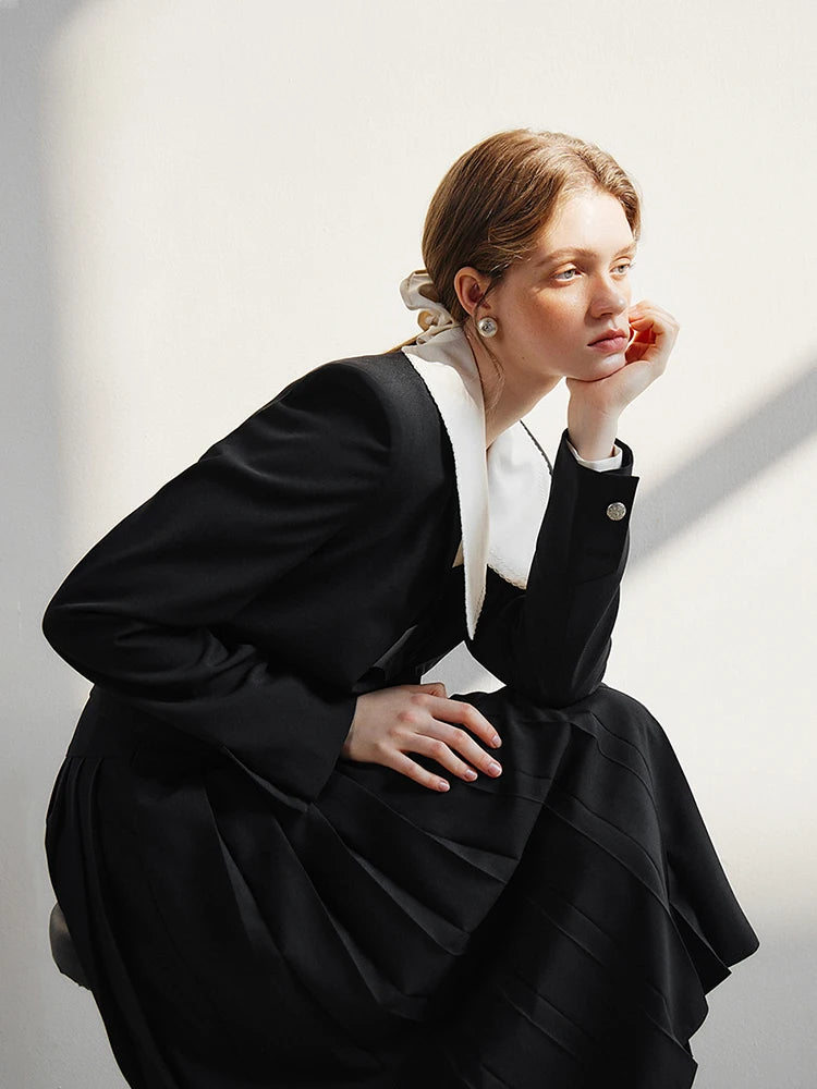Modern Collegiate Charm: FSLE Tailored Blazer and A-Line Skirt Suit Se