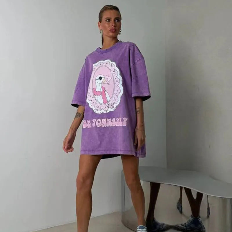 Washed Rose Red Vintage Streetwear Tee