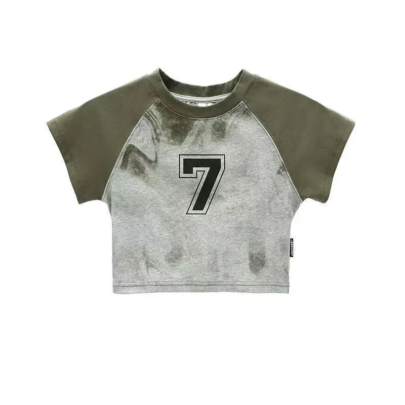 Karrcat Grunge Cyber Patchwork Crop Tee