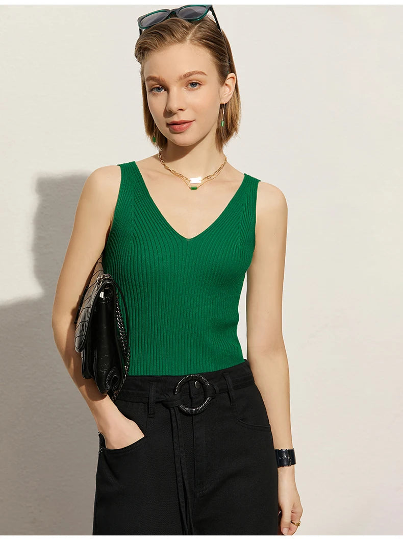 Amii Minimalism V-Neck Camisole for Summer