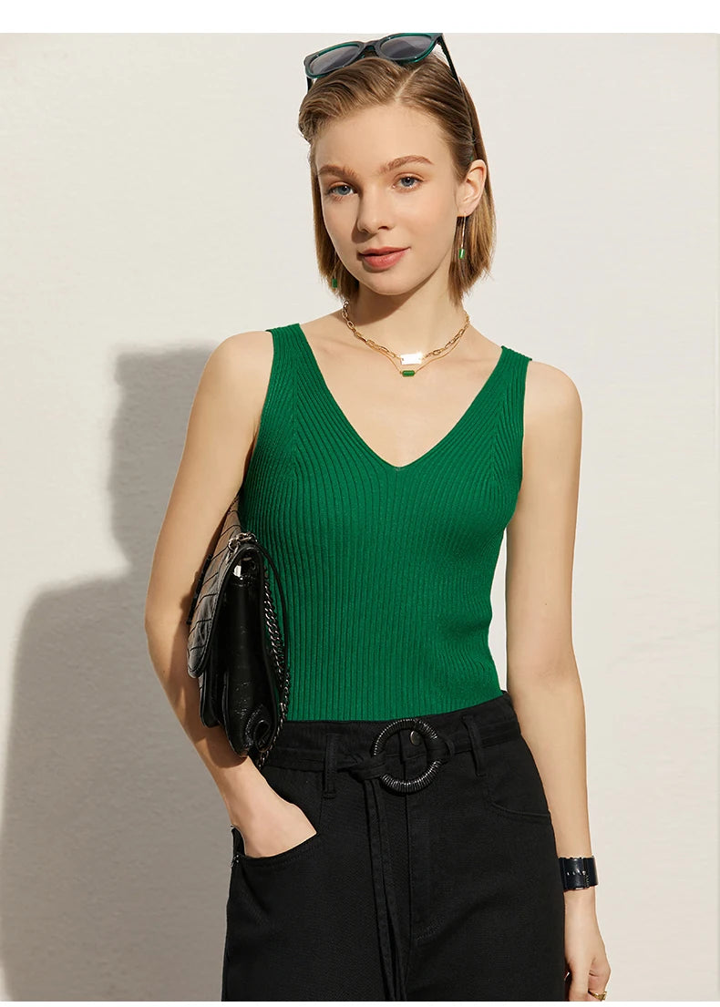 Amii Minimalism V-Neck Camisole for Summer