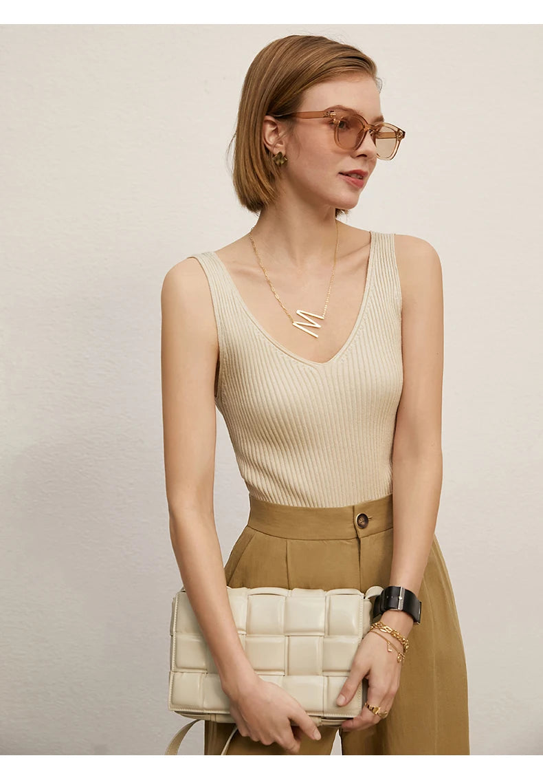 Amii Minimalism V-Neck Camisole for Summer