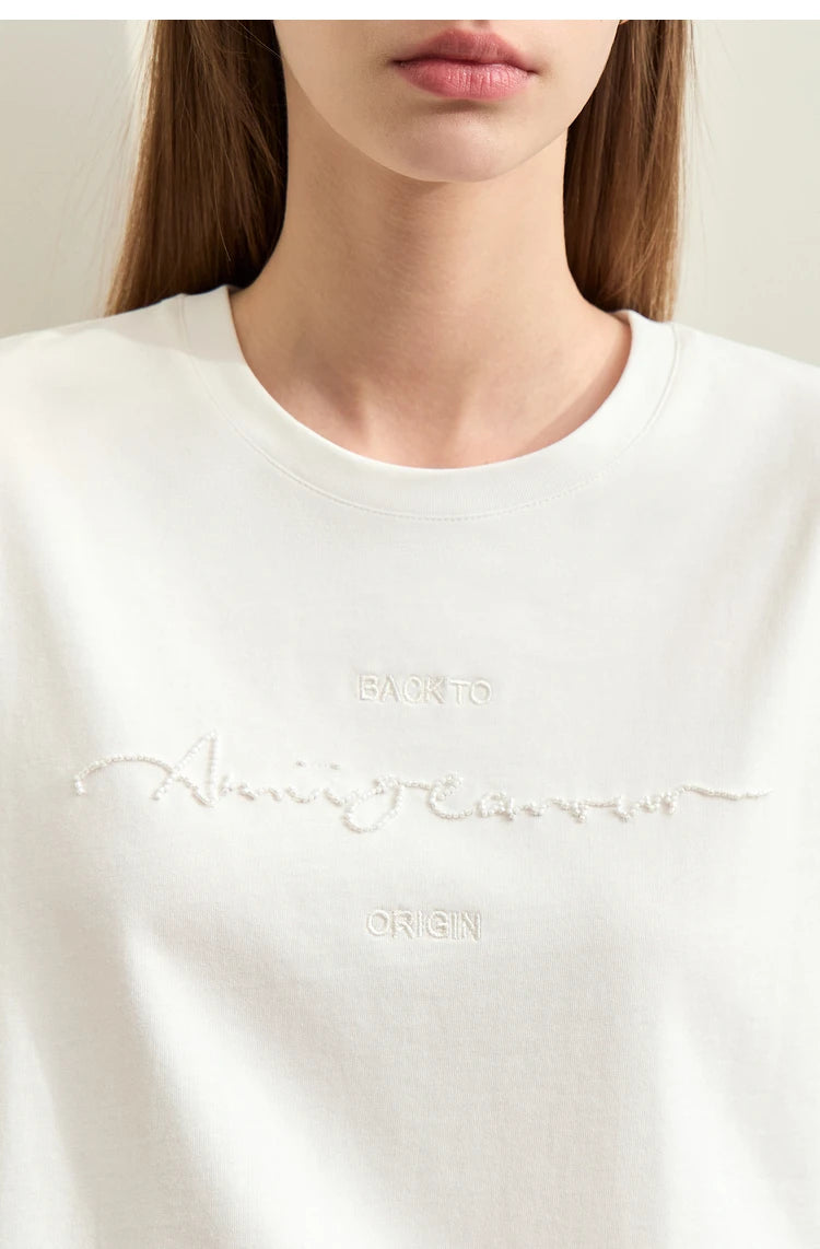 Amii Minimalist Embroidered Tee