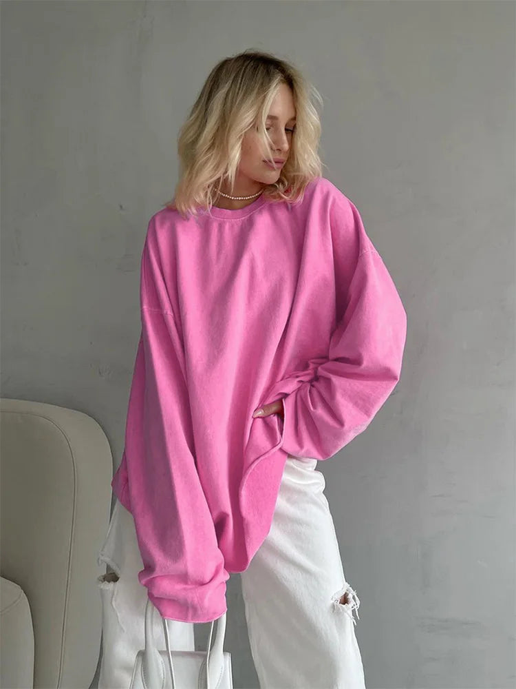 Playful Pink Streetwear Long-Sleeve Tee