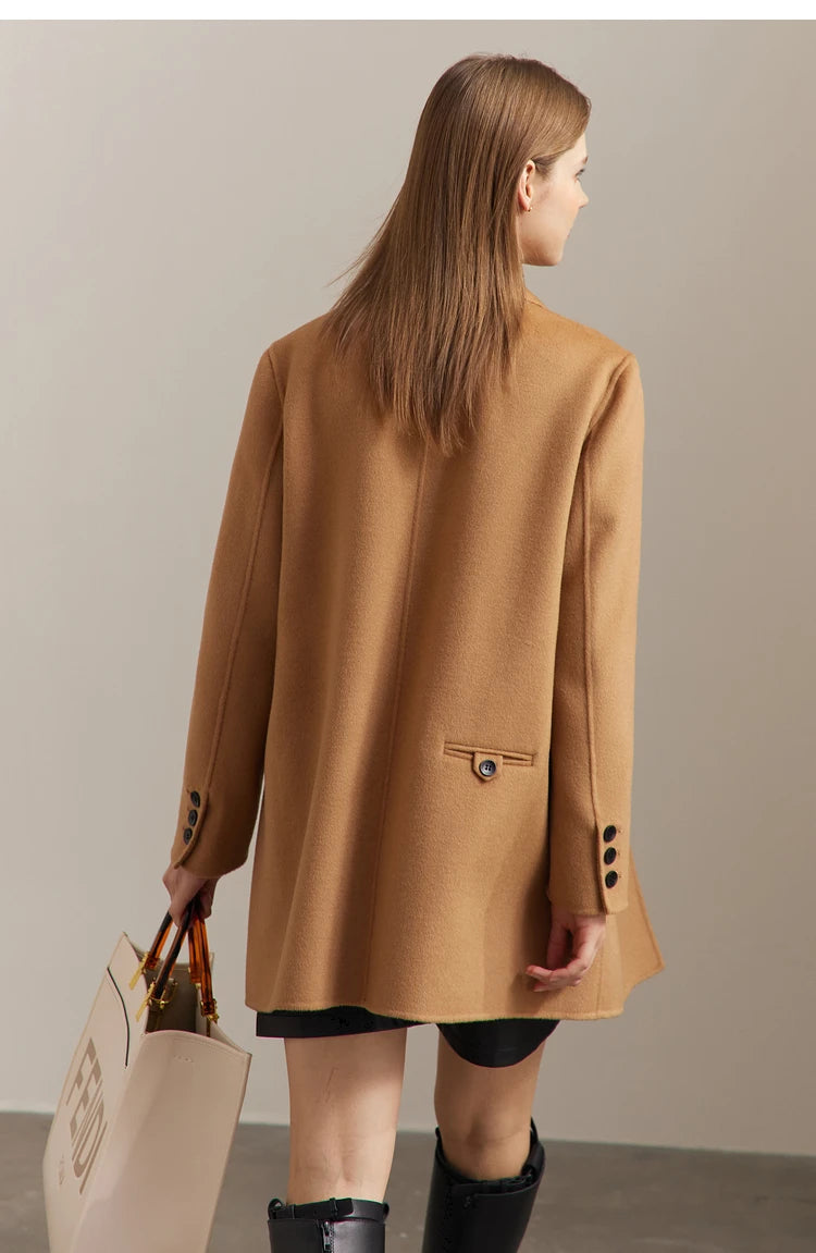 AMII Minimalist Wool Blend Mid-Long Coat