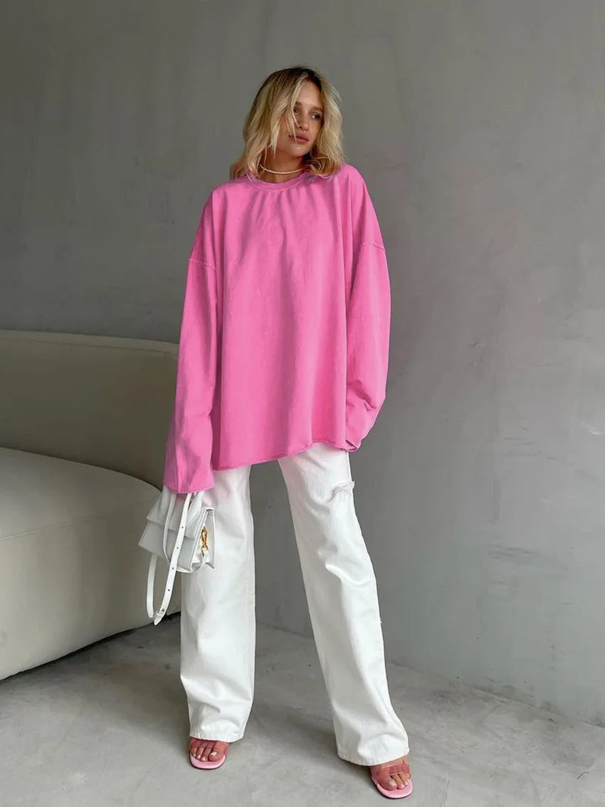 Playful Pink Streetwear Long-Sleeve Tee