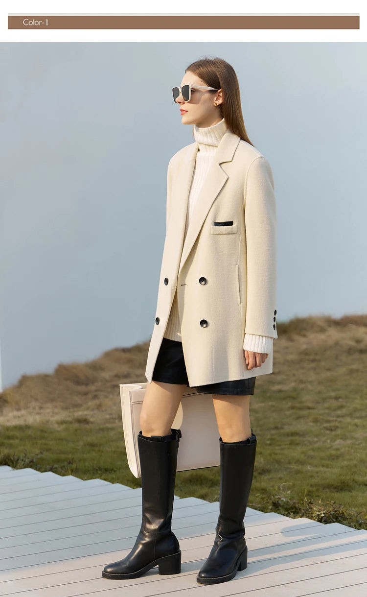 AMII Minimalist Wool Blend Mid-Long Coat