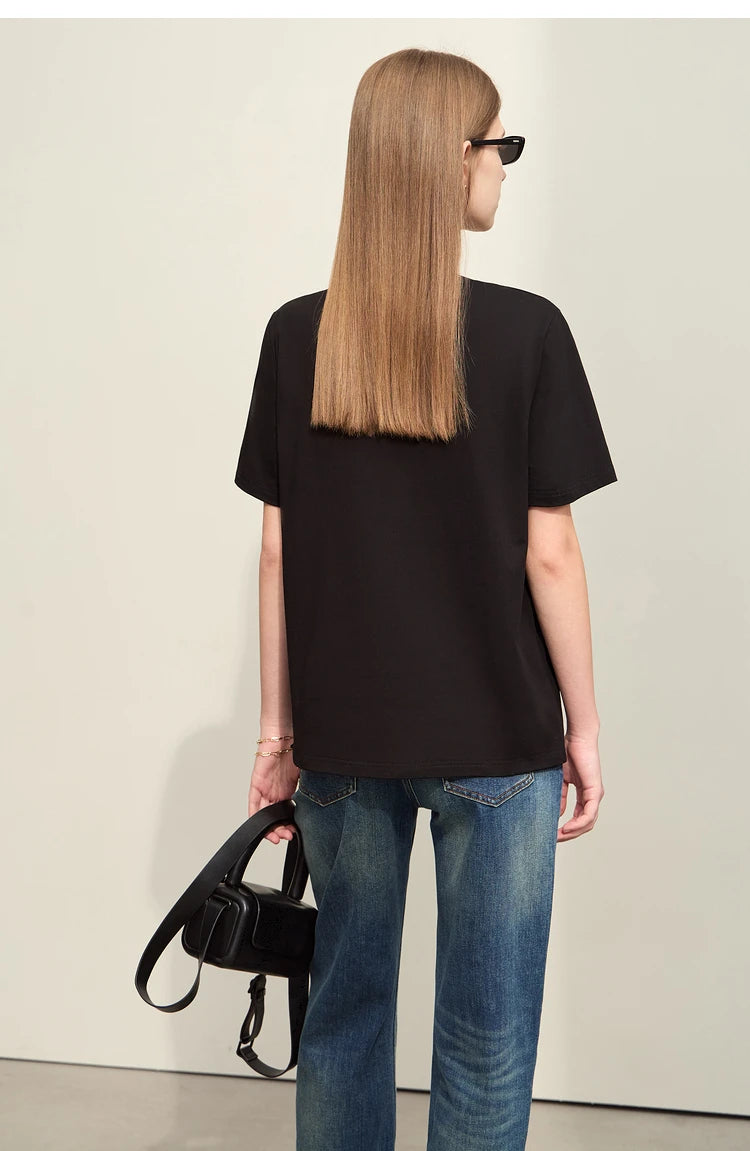 Amii Minimalist Embroidered Tee