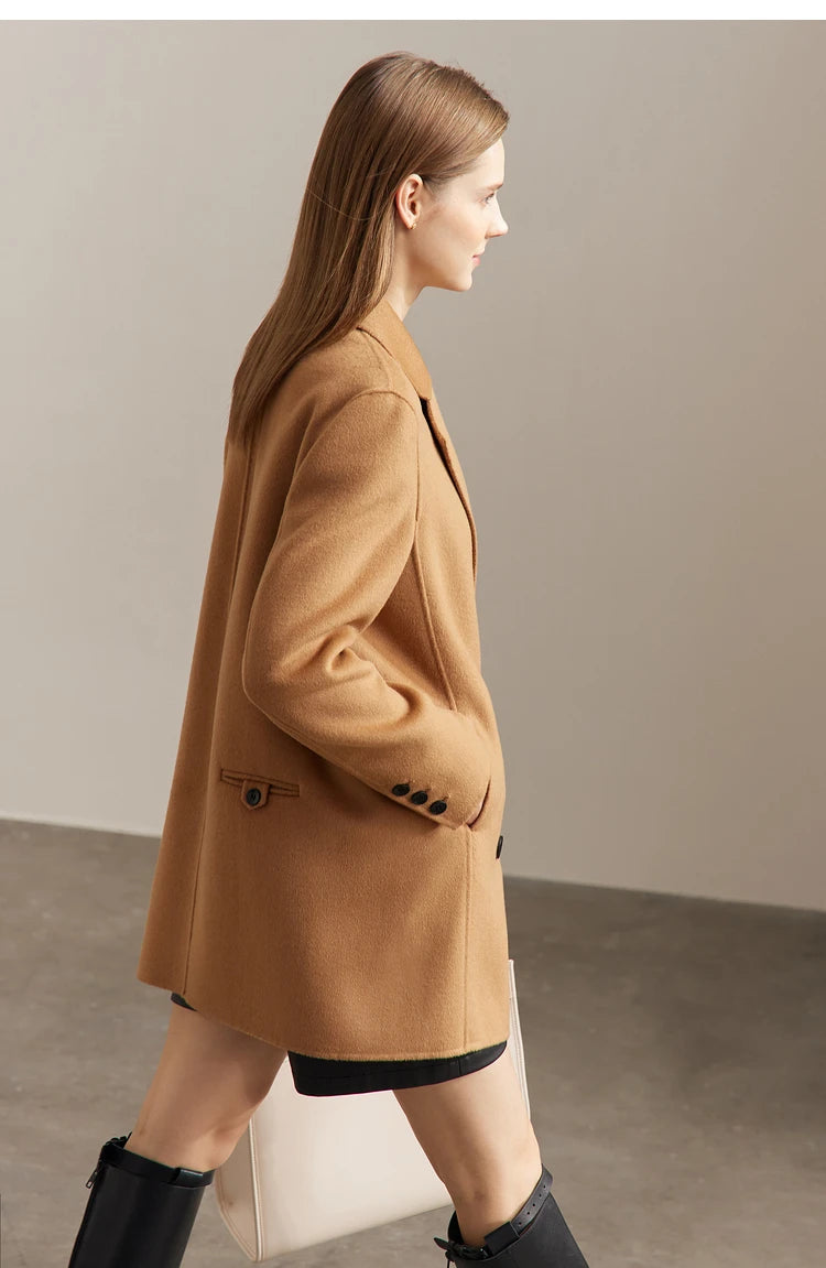 AMII Minimalist Wool Blend Mid-Long Coat