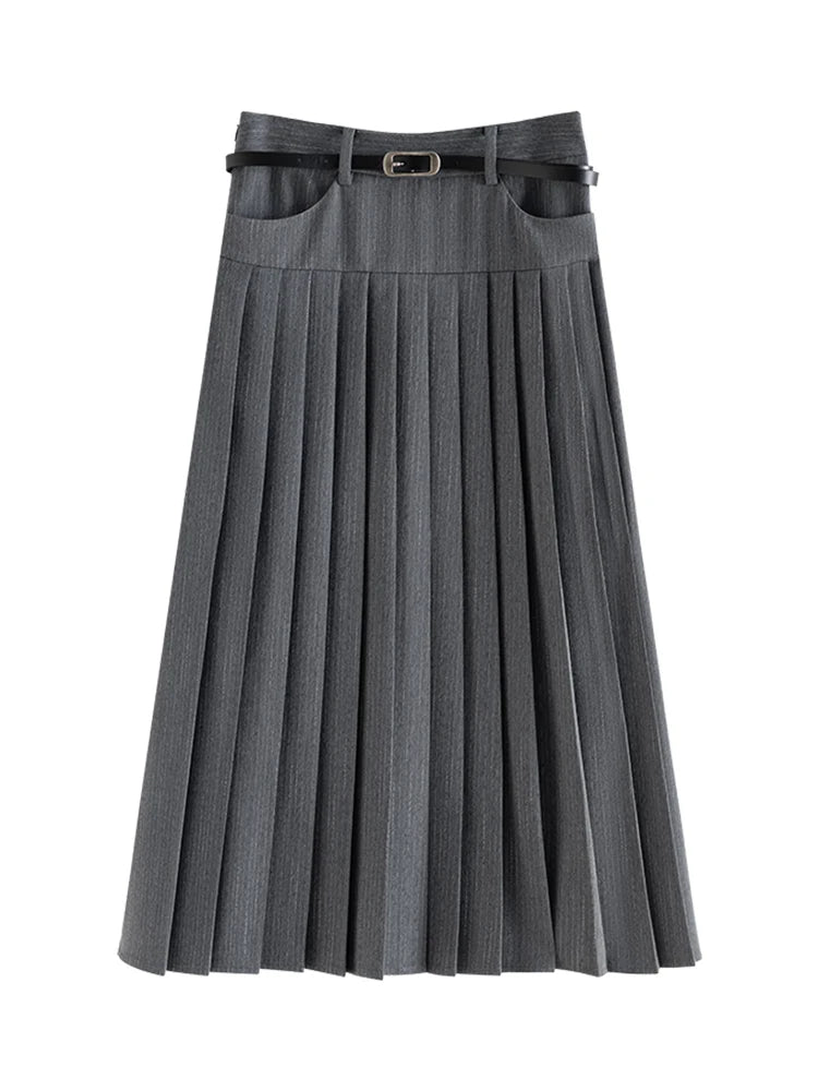 Modern Collegiate Charm: FSLE Tailored Blazer and A-Line Skirt Suit Se