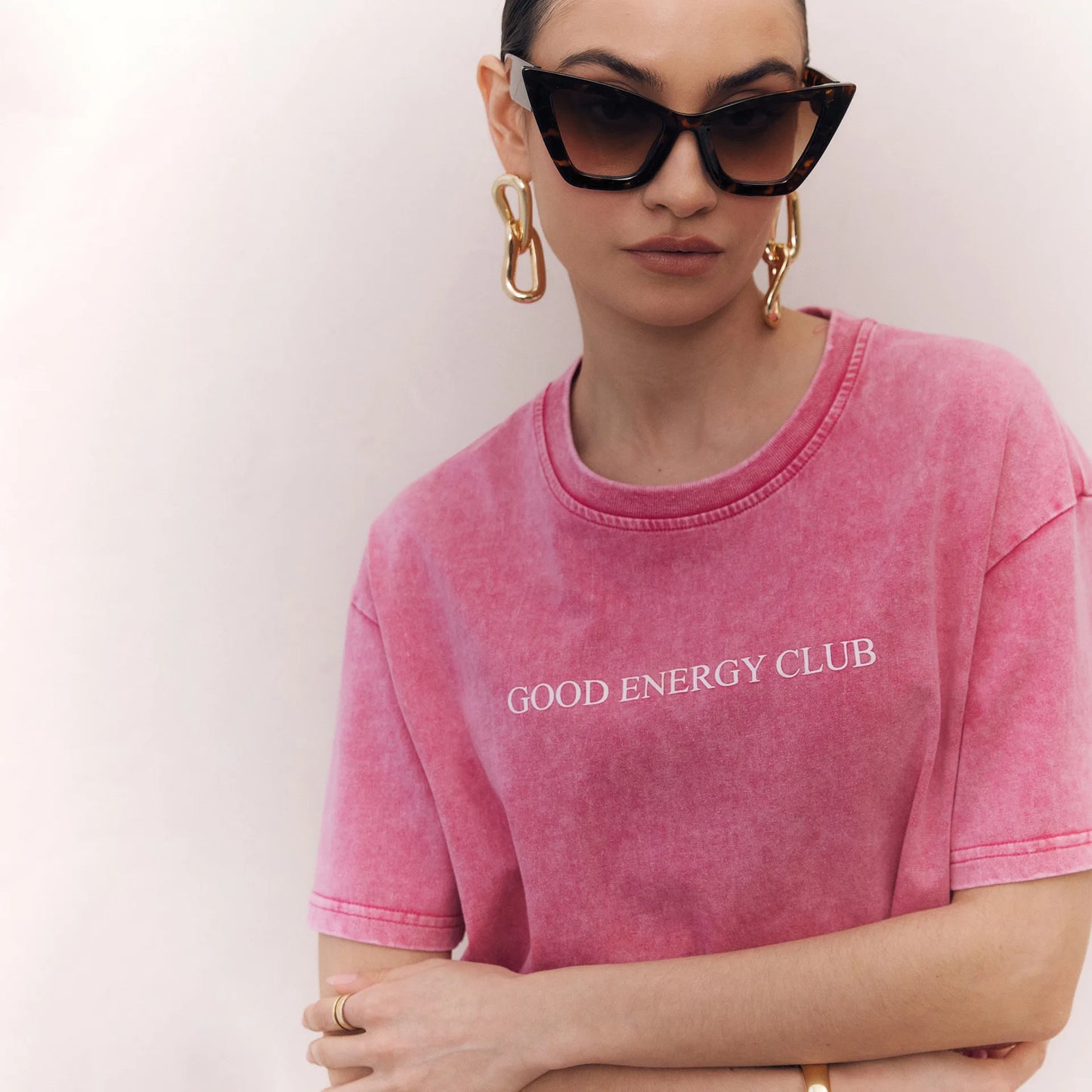 Washed Pink Retro Letter Print Tee