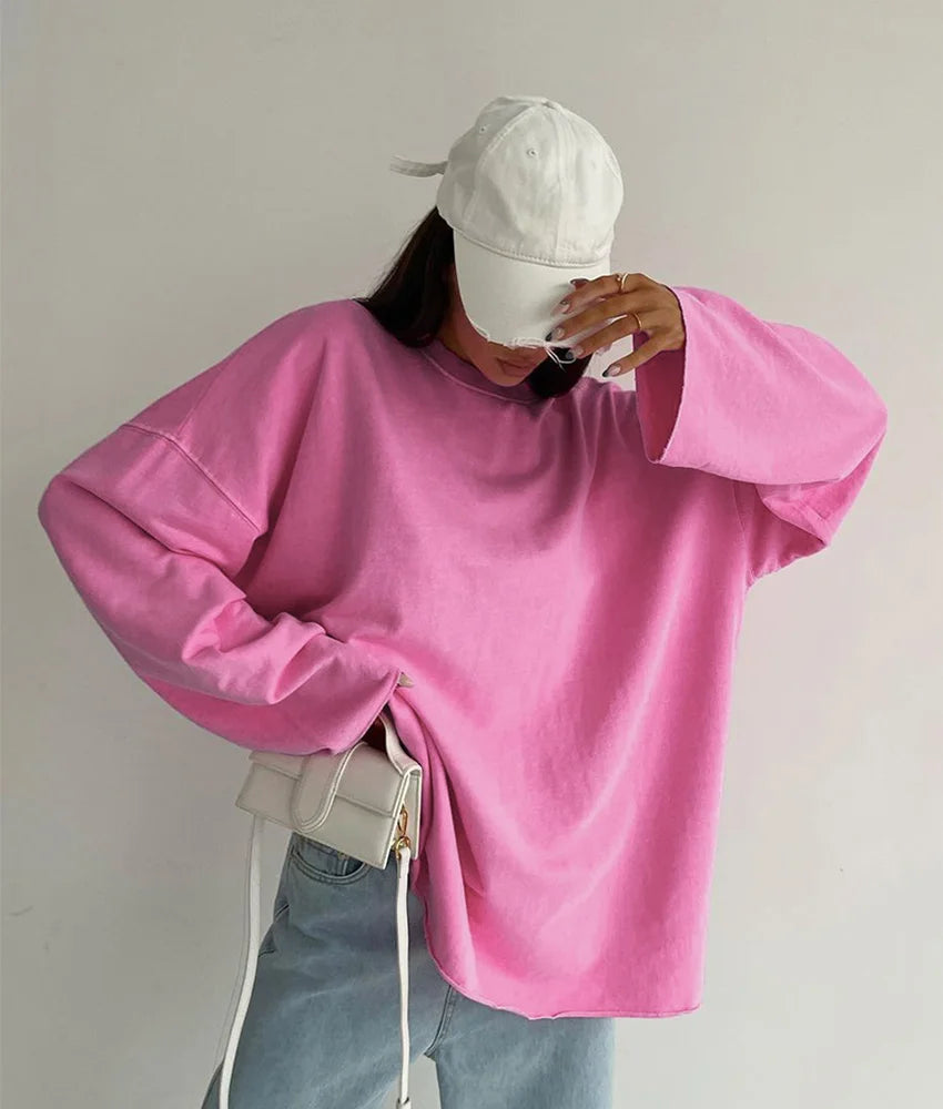 Playful Pink Streetwear Long-Sleeve Tee