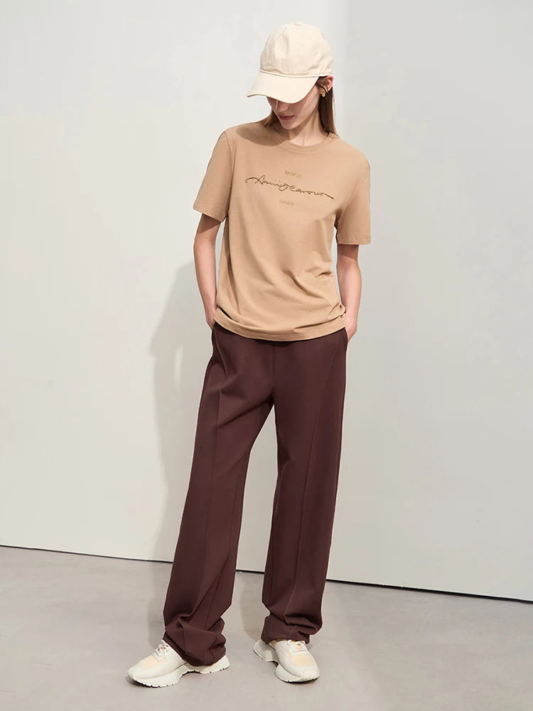 Amii Minimalist Embroidered Tee