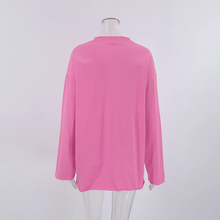 Playful Pink Streetwear Long-Sleeve Tee