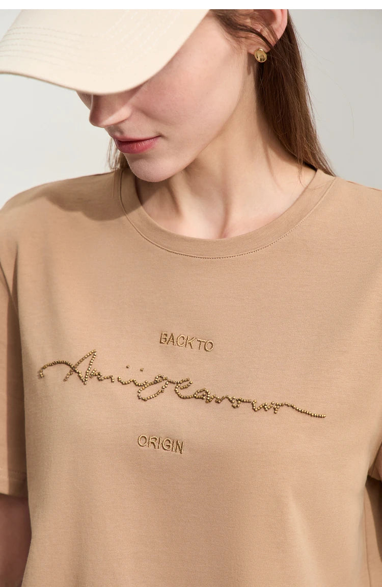 Amii Minimalist Embroidered Tee