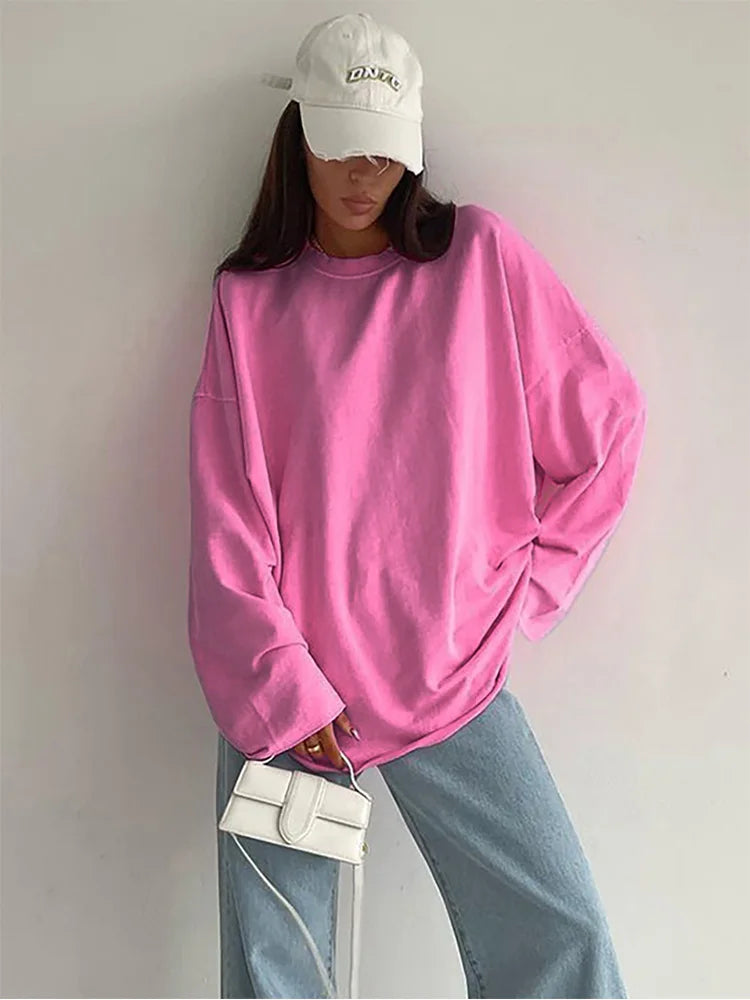 Playful Pink Streetwear Long-Sleeve Tee