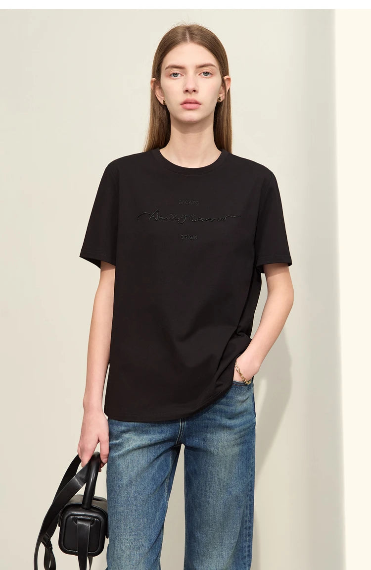 Amii Minimalist Embroidered Tee