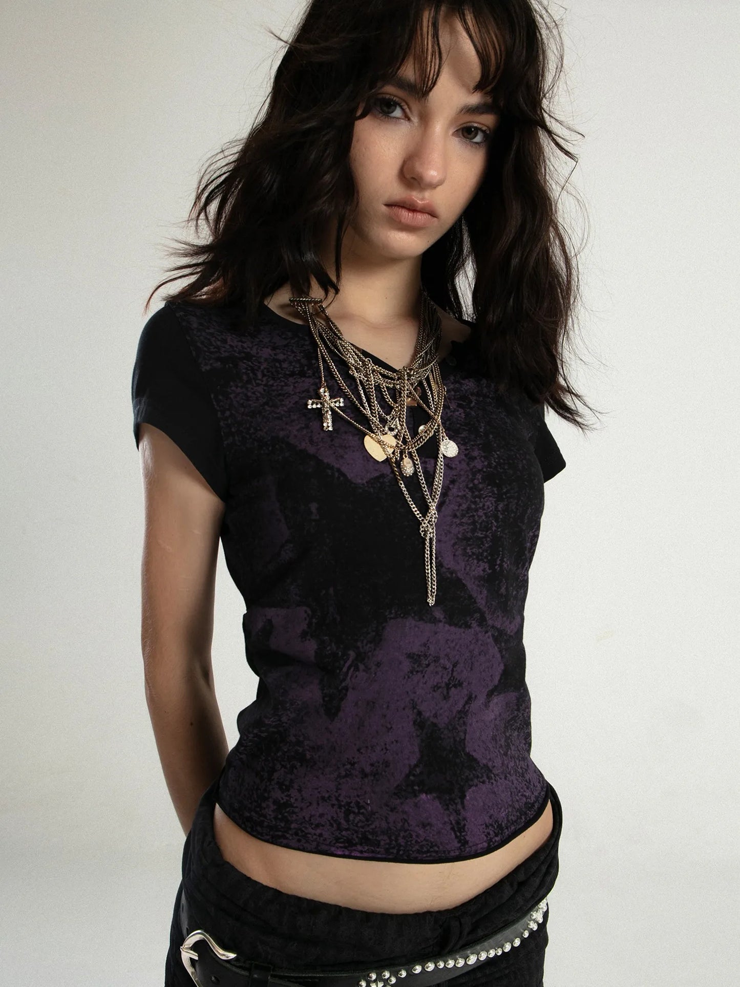 Karrcat TrashyCrop Star Distressed Grunge Top