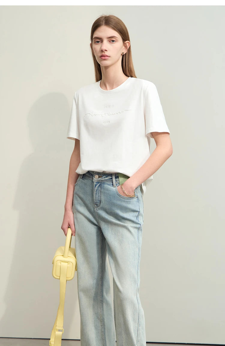 Amii Minimalist Embroidered Tee