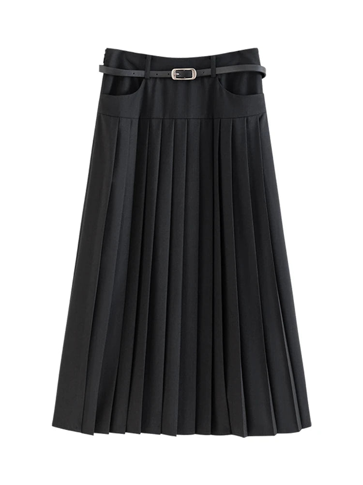 Modern Collegiate Charm: FSLE Tailored Blazer and A-Line Skirt Suit Se