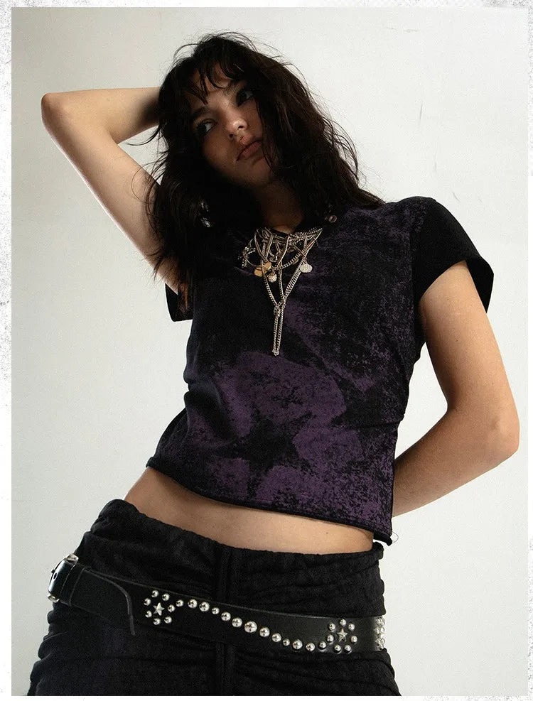 Karrcat TrashyCrop Star Distressed Grunge Top