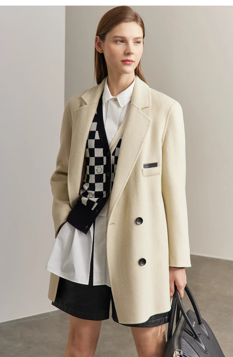 AMII Minimalist Wool Blend Mid-Long Coat