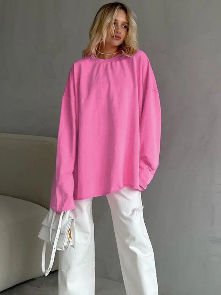 Playful Pink Streetwear Long-Sleeve Tee