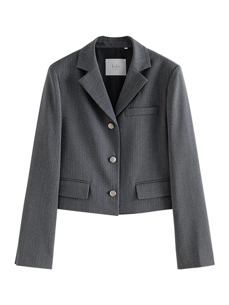 Modern Collegiate Charm: FSLE Tailored Blazer and A-Line Skirt Suit Se