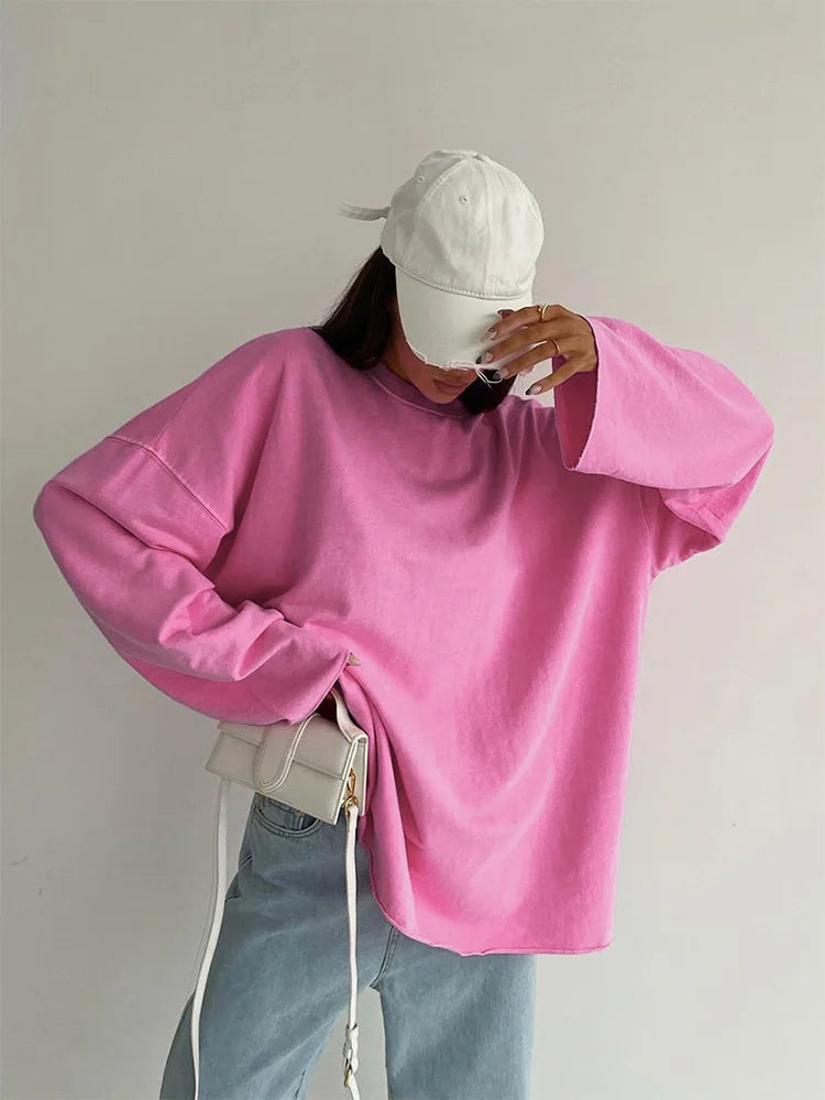 Playful Pink Streetwear Long-Sleeve Tee