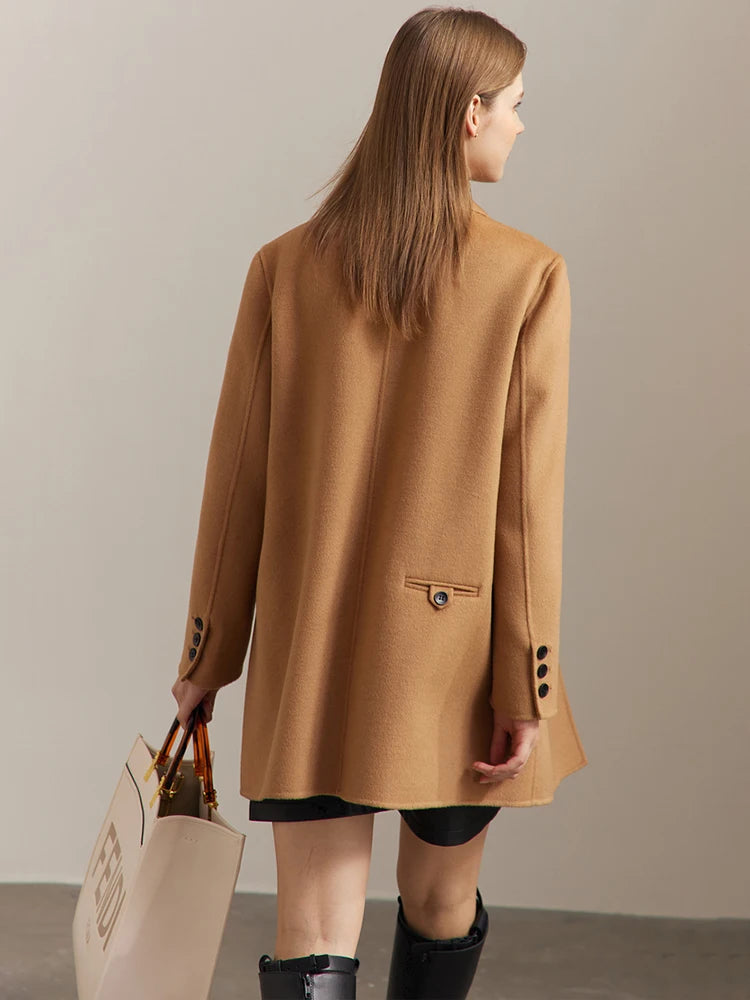 AMII Minimalist Wool Blend Mid-Long Coat