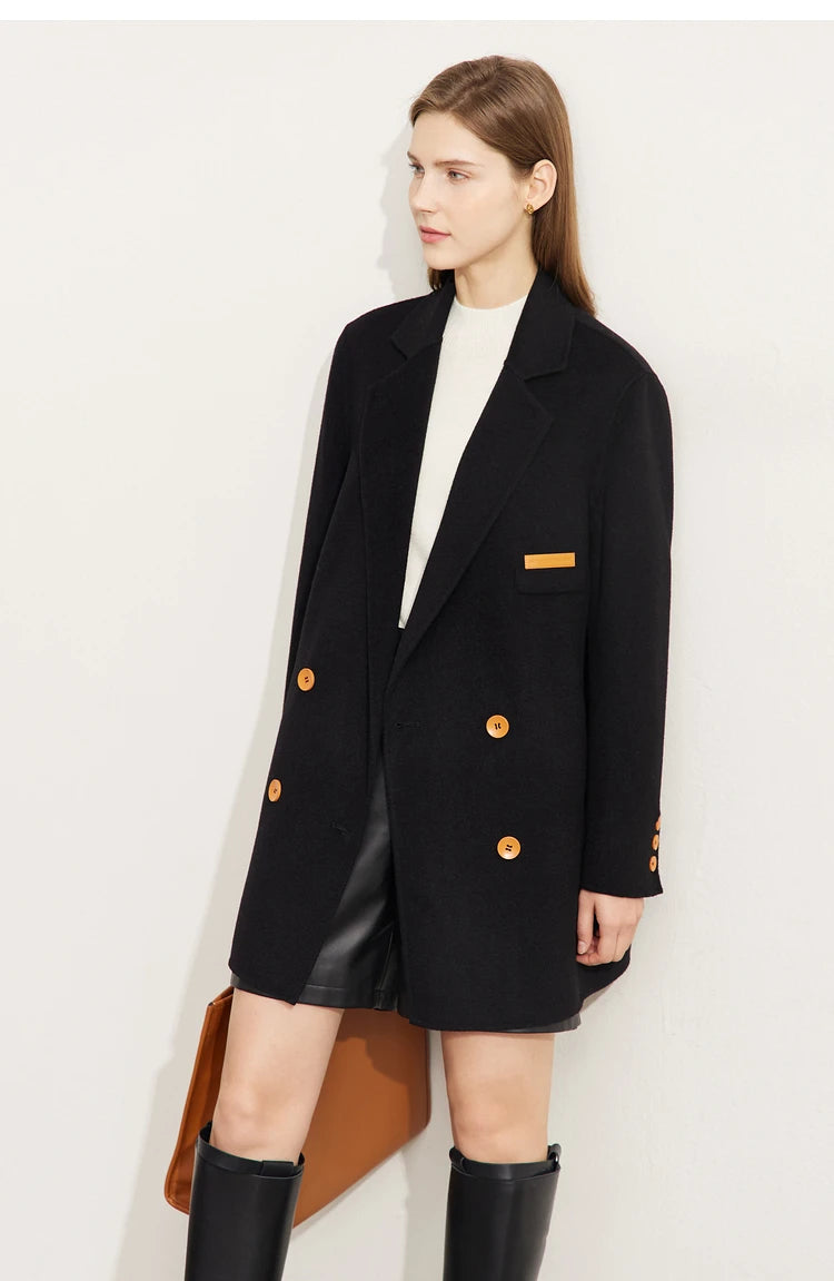 AMII Minimalist Wool Blend Mid-Long Coat