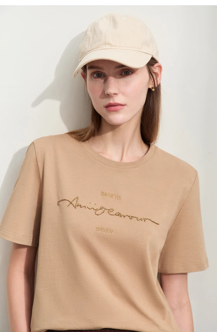 Amii Minimalist Embroidered Tee