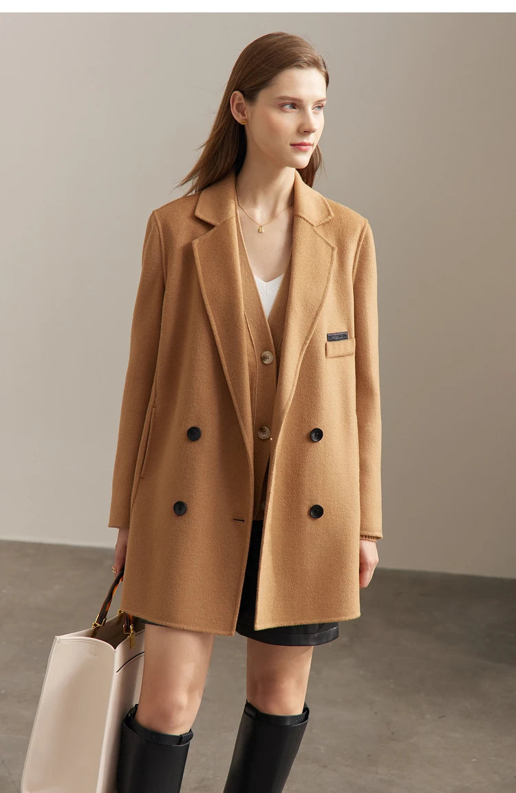 AMII Minimalist Wool Blend Mid-Long Coat