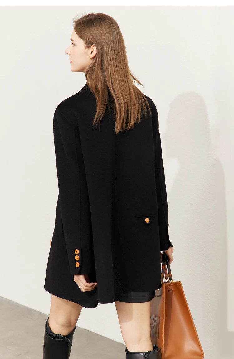 AMII Minimalist Wool Blend Mid-Long Coat