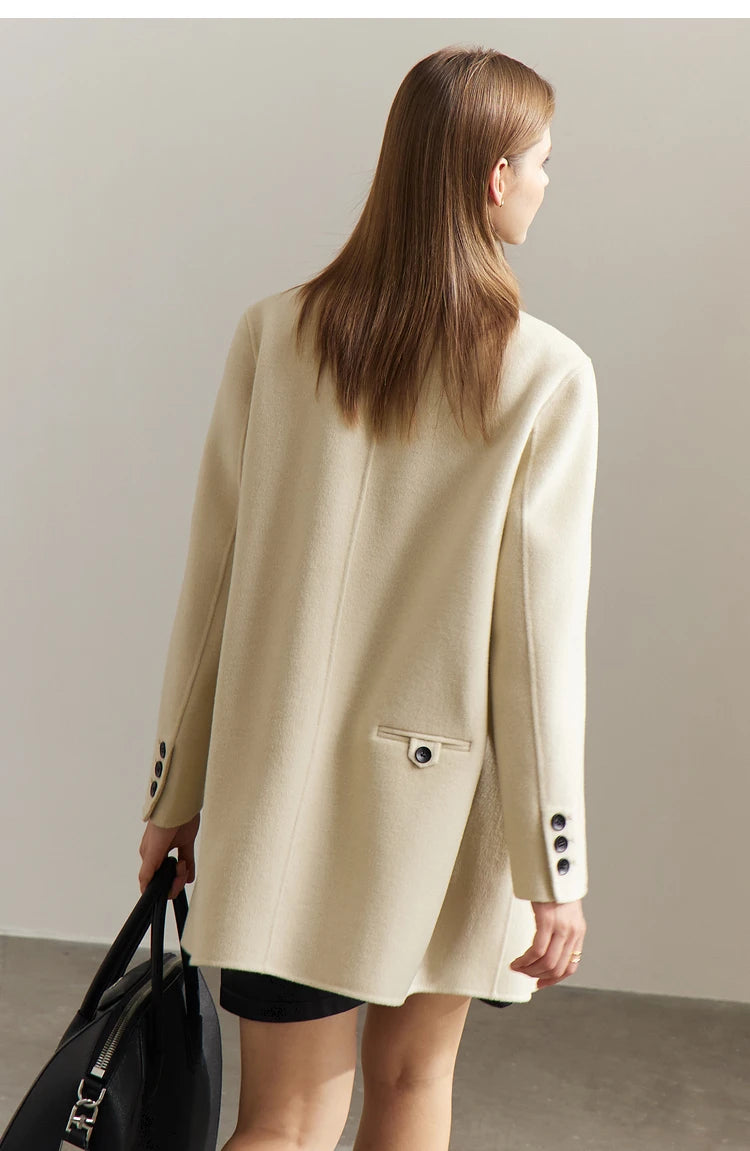 AMII Minimalist Wool Blend Mid-Long Coat